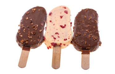 Chocolate ice cream on a stick isolated