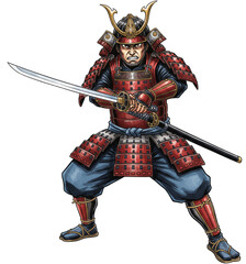 Fototapeta premium Illustration of a Warrior in Traditional Armor