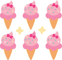 30 girly cute ice cream cones bundle dreamy vector illustration scalable eps