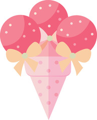 Cute girly strawberry ice cream cones vector illustration scalable eps icon