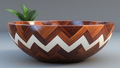 Patterned bowl with plant on edge