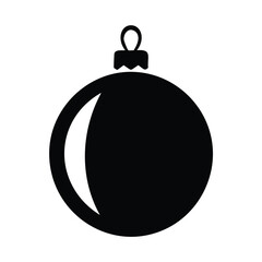 Black Christmas Bauble Icon on White Background ornament