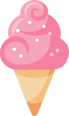 Whimsical girly cute pink ice cream cone vector illustration scalable graphic