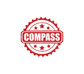 COMPASS stamp icom. Red rubber stamp isollated on white background. COMPASS stamp sign. COMPASS stamp.