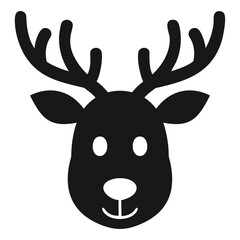 Black Silhouette of a Reindeer Face with Antlers icon