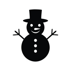 Black Silhouette of a Snowman with a Top Hat Keywords: snowman, winter, snow, holiday, Christmas