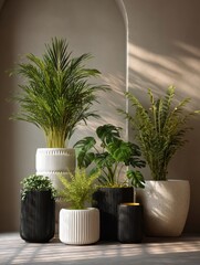 Elegant Indoor Plant Arrangement in Modern Minimalist Setting