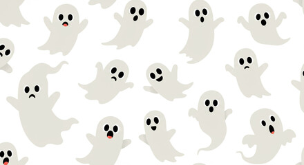 Obraz premium Cute Halloween Ghosts Seamless Pattern
