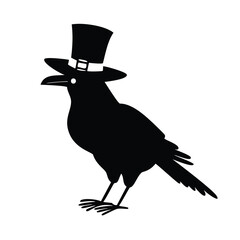 Black crow silhouette wearing a pilgrim hat bird animal