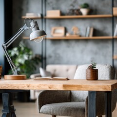 Industrial Chic Home Office Workspace