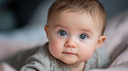 Sweet Baby Portrait with Curious Blue Eyes