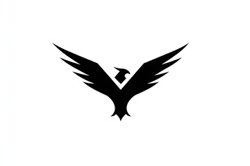 Fototapeta premium Black Bird Logo with Spread Wings on White Background Artistic Design for Branding
