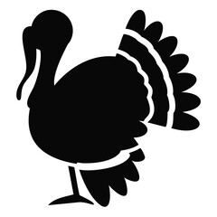 Black silhouette of a turkey with fanned tail feathers