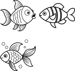 Tropical fish collection isolated on white
