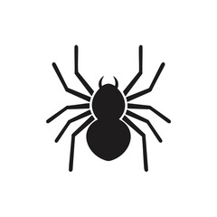 Black spider silhouette with eight legs on white background Keywords: spider, arachnid, insect