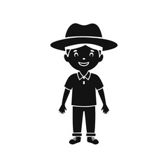 Boy in Hat and Polo Shirt Silhouette child