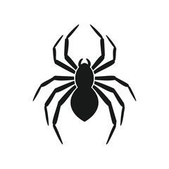 Black spider silhouette with eight legs on white background Keywords: spider, arachnid, insect