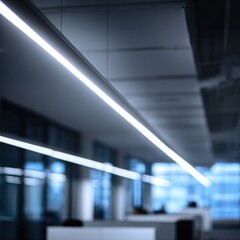 Bright Linear LED Lights in Modern Office Abstract