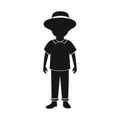 Child Silhouette in Hat and Polo Shirt vector illustration