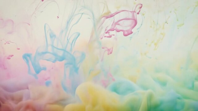 Vibrant colorful ink mixing in water, creating abstract fluid patterns and dynamic motion.