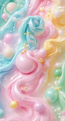 Fototapeta premium Swirling pastel candy art with spheres and star accents