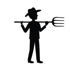 Farmer with Pitchfork Silhouette illustration vector