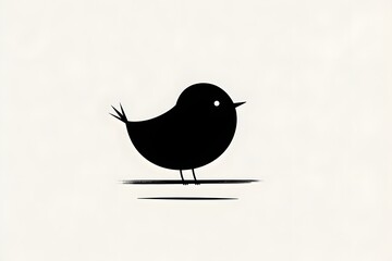 Simple Black Bird Illustration on Light Background