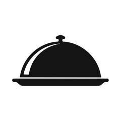 Black silhouette of a food cloche on a plate serving