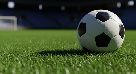 Classic Soccer Ball on Stadium Pitch