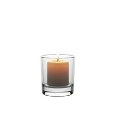 Burning candle in a glass on a transparent background for decoration