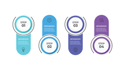 Infographic line curve. Timeline 4 Key Points. Business Presentation , Report, Marketing, Timeline and Planning. Vector Illustration.