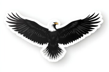Stylized Bald Eagle Illustration with Outstretched Wings on White Background