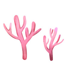 Obraz premium pink coral watercolor hand-drawn pretty decoration in transparent background