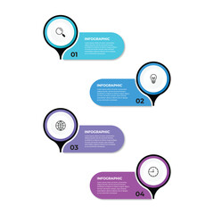 Infographic template with icons and 4 options or steps. Vertical line. Can be used for workflow layout, diagram, banner, webdesign. Vector illustration