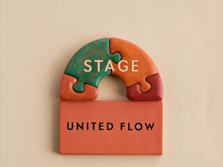 Colorful Puzzle Pieces with Stage Text and United Flow Theme