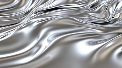 Abstract Silver Glossy Texture with Curved Reflections and Deep Shadows in a Modern Design Aesthetic