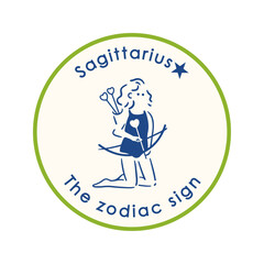 【星座】9.射手座の女の子のイラスト_モノクロ
