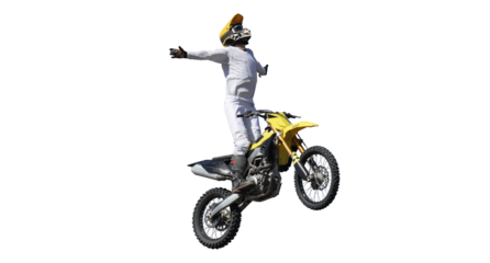 Moto freestyle rider isolated PNG.