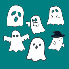 Obraz premium Cute Halloween Ghosts 