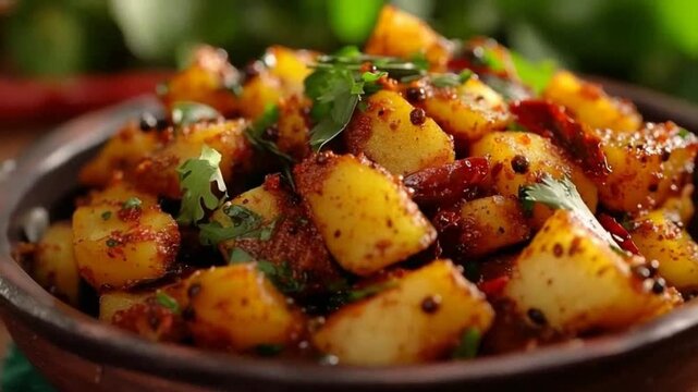traditional Aloo shimla mirch indian recipe on a warm background orbit