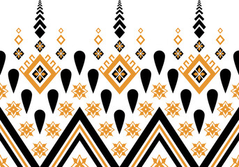Black and Gold Geometric Ethnic Embroidery Border Pattern