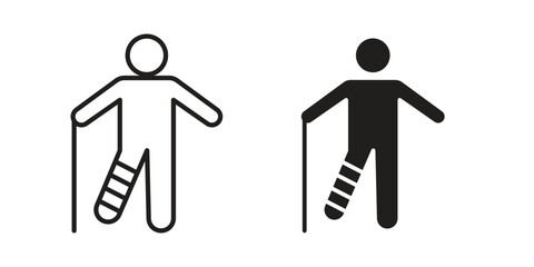 Man with broken leg icon vector sign symbol