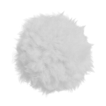 白いファーでできた球体の3DCG。もふもふの柔らかそうな毛玉のイラスト