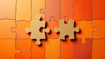 Abstract business strategy concept featuring interlocking puzzle pieces in warm tones.