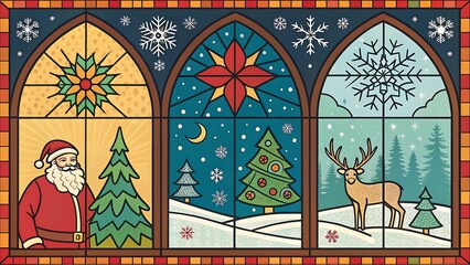 Festive Christmas Holiday Background with Winter Snow and Decorations

