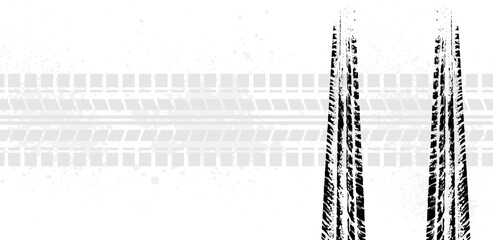 Tire track pattern background with copy space. The car's wheel print, banner. Vector illustration
