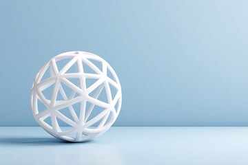 isolated polygon mesh sphere casting soft shadow, minimal tech object, copyspace