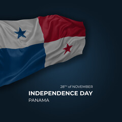 Panama independence day greetings card with flag