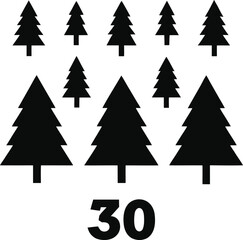 Obraz premium Thirty scots pine tree icons bundle vector graphic for scalable illustrations eps format
