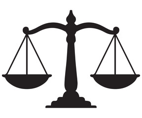 Black Silhouette of a Scale of Justice with a Circular Top Element